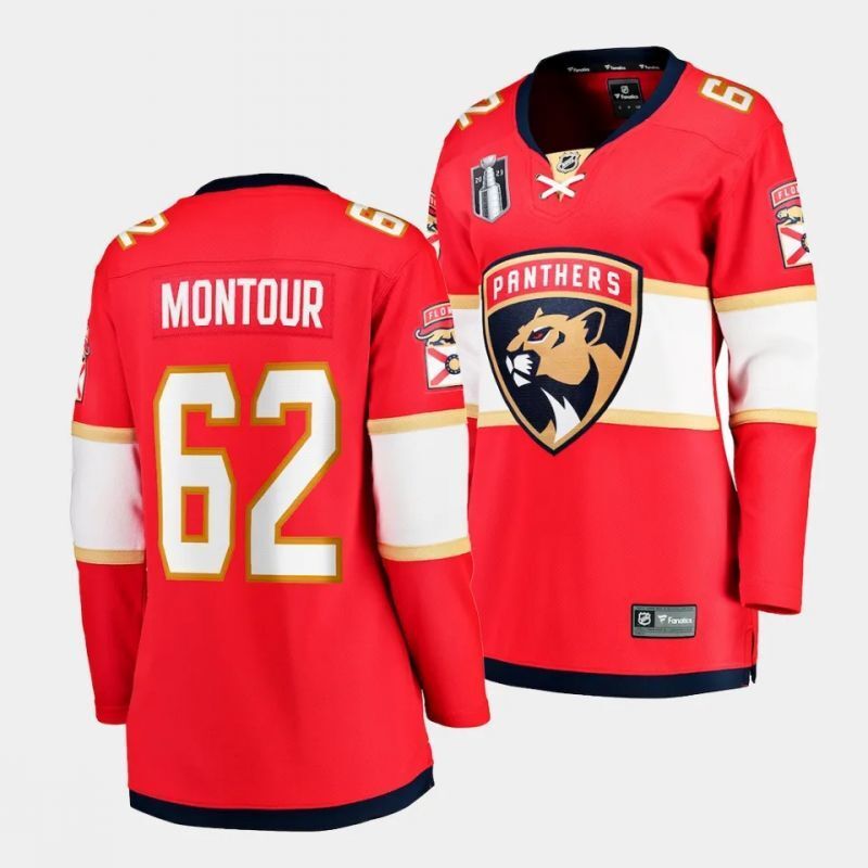 women florida panthers #62 brandon montour 2023 stanley cup final home jersey
